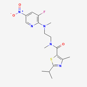 molecular formula C17H22FN5O3S B7383890 N-[2-[(3-fluoro-5-nitropyridin-2-yl)-methylamino]ethyl]-N,4-dimethyl-2-propan-2-yl-1,3-thiazole-5-carboxamide 