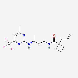 molecular formula C18H25F3N4O B7383927 N-[(3S)-3-[[4-methyl-6-(trifluoromethyl)pyrimidin-2-yl]amino]butyl]-1-prop-2-enylcyclobutane-1-carboxamide 