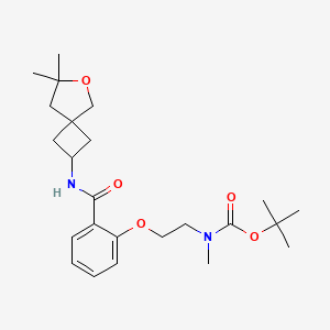 molecular formula C24H36N2O5 B7383937 tert-butyl N-[2-[2-[(7,7-dimethyl-6-oxaspiro[3.4]octan-2-yl)carbamoyl]phenoxy]ethyl]-N-methylcarbamate 