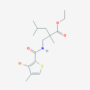 molecular formula C16H24BrNO3S B7383971 Ethyl 2-[[(3-bromo-4-methylthiophene-2-carbonyl)amino]methyl]-2,4-dimethylpentanoate 