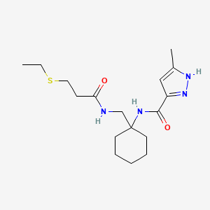molecular formula C17H28N4O2S B7383992 N-[1-[(3-ethylsulfanylpropanoylamino)methyl]cyclohexyl]-5-methyl-1H-pyrazole-3-carboxamide 