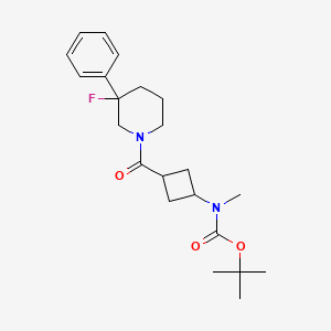 molecular formula C22H31FN2O3 B7384001 tert-butyl N-[3-(3-fluoro-3-phenylpiperidine-1-carbonyl)cyclobutyl]-N-methylcarbamate 