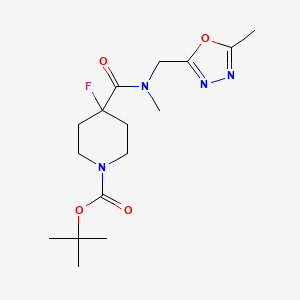 molecular formula C16H25FN4O4 B7384018 Tert-butyl 4-fluoro-4-[methyl-[(5-methyl-1,3,4-oxadiazol-2-yl)methyl]carbamoyl]piperidine-1-carboxylate 