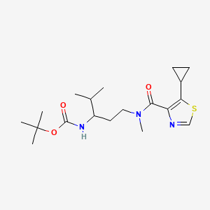 molecular formula C19H31N3O3S B7384022 tert-butyl N-[1-[(5-cyclopropyl-1,3-thiazole-4-carbonyl)-methylamino]-4-methylpentan-3-yl]carbamate 