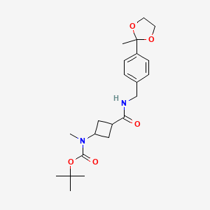 molecular formula C22H32N2O5 B7384029 tert-butyl N-methyl-N-[3-[[4-(2-methyl-1,3-dioxolan-2-yl)phenyl]methylcarbamoyl]cyclobutyl]carbamate 