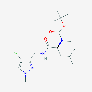 molecular formula C17H29ClN4O3 B7384034 tert-butyl N-[(2S)-1-[(4-chloro-1-methylpyrazol-3-yl)methylamino]-4-methyl-1-oxopentan-2-yl]-N-methylcarbamate 