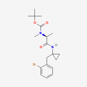 molecular formula C19H27BrN2O3 B7384037 tert-butyl N-[(2S)-1-[[1-[(2-bromophenyl)methyl]cyclopropyl]amino]-1-oxopropan-2-yl]-N-methylcarbamate 