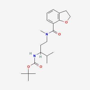 molecular formula C21H32N2O4 B7384046 tert-butyl N-[1-[2,3-dihydro-1-benzofuran-7-carbonyl(methyl)amino]-4-methylpentan-3-yl]carbamate 