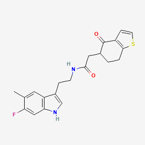 molecular formula C21H21FN2O2S B7384049 N-[2-(6-fluoro-5-methyl-1H-indol-3-yl)ethyl]-2-(4-oxo-6,7-dihydro-5H-1-benzothiophen-5-yl)acetamide 