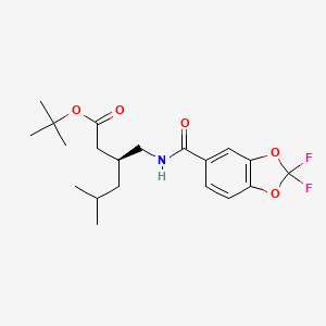 molecular formula C20H27F2NO5 B7384059 tert-butyl (3S)-3-[[(2,2-difluoro-1,3-benzodioxole-5-carbonyl)amino]methyl]-5-methylhexanoate 