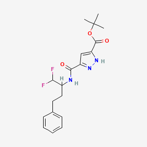 molecular formula C19H23F2N3O3 B7384109 tert-butyl 3-[(1,1-difluoro-4-phenylbutan-2-yl)carbamoyl]-1H-pyrazole-5-carboxylate 