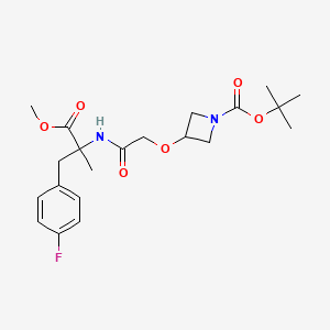 molecular formula C21H29FN2O6 B7384215 Tert-butyl 3-[2-[[3-(4-fluorophenyl)-1-methoxy-2-methyl-1-oxopropan-2-yl]amino]-2-oxoethoxy]azetidine-1-carboxylate 
