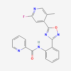 molecular formula C20H14FN5O2 B7384226 N-[2-[5-(2-fluoro-5-methylpyridin-4-yl)-1,2,4-oxadiazol-3-yl]phenyl]pyridine-2-carboxamide 