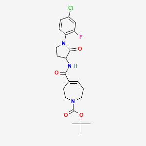 molecular formula C22H27ClFN3O4 B7384236 Tert-butyl 4-[[1-(4-chloro-2-fluorophenyl)-2-oxopyrrolidin-3-yl]carbamoyl]-2,3,6,7-tetrahydroazepine-1-carboxylate 
