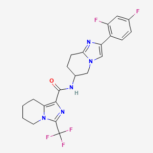 molecular formula C22H20F5N5O B7384261 N-[2-(2,4-difluorophenyl)-5,6,7,8-tetrahydroimidazo[1,2-a]pyridin-6-yl]-3-(trifluoromethyl)-5,6,7,8-tetrahydroimidazo[1,5-a]pyridine-1-carboxamide 