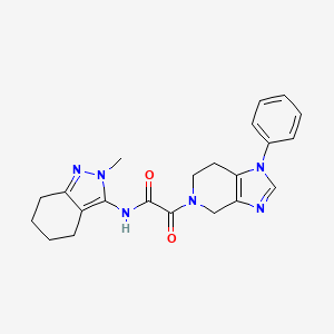 molecular formula C22H24N6O2 B7384274 N-(2-methyl-4,5,6,7-tetrahydroindazol-3-yl)-2-oxo-2-(1-phenyl-6,7-dihydro-4H-imidazo[4,5-c]pyridin-5-yl)acetamide 