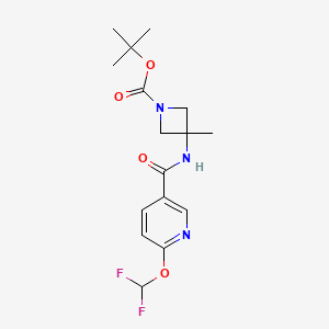 molecular formula C16H21F2N3O4 B7384283 Tert-butyl 3-[[6-(difluoromethoxy)pyridine-3-carbonyl]amino]-3-methylazetidine-1-carboxylate 