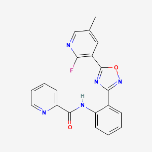 molecular formula C20H14FN5O2 B7384407 N-[2-[5-(2-fluoro-5-methylpyridin-3-yl)-1,2,4-oxadiazol-3-yl]phenyl]pyridine-2-carboxamide 