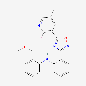 molecular formula C22H19FN4O2 B7384474 N-[2-[5-(2-fluoro-5-methylpyridin-3-yl)-1,2,4-oxadiazol-3-yl]phenyl]-2-(methoxymethyl)aniline 