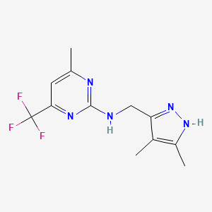 molecular formula C12H14F3N5 B7384481 N-[(4,5-dimethyl-1H-pyrazol-3-yl)methyl]-4-methyl-6-(trifluoromethyl)pyrimidin-2-amine 