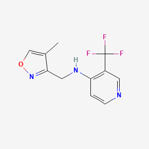molecular formula C11H10F3N3O B7384504 N-[(4-methyl-1,2-oxazol-3-yl)methyl]-3-(trifluoromethyl)pyridin-4-amine 