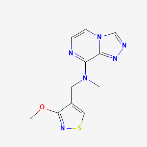 molecular formula C11H12N6OS B7384580 N-[(3-methoxy-1,2-thiazol-4-yl)methyl]-N-methyl-[1,2,4]triazolo[4,3-a]pyrazin-8-amine 