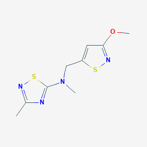 molecular formula C9H12N4OS2 B7384609 N-[(3-methoxy-1,2-thiazol-5-yl)methyl]-N,3-dimethyl-1,2,4-thiadiazol-5-amine 