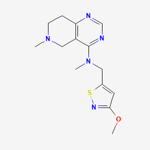 molecular formula C14H19N5OS B7384618 N-[(3-methoxy-1,2-thiazol-5-yl)methyl]-N,6-dimethyl-7,8-dihydro-5H-pyrido[4,3-d]pyrimidin-4-amine 