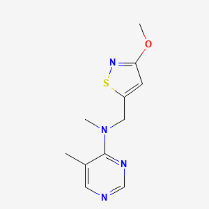 molecular formula C11H14N4OS B7384637 N-[(3-methoxy-1,2-thiazol-5-yl)methyl]-N,5-dimethylpyrimidin-4-amine 