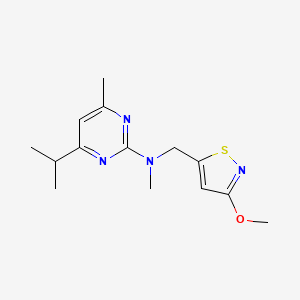 molecular formula C14H20N4OS B7384643 N-[(3-methoxy-1,2-thiazol-5-yl)methyl]-N,4-dimethyl-6-propan-2-ylpyrimidin-2-amine 