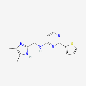 molecular formula C15H17N5S B7384794 N-[(4,5-dimethyl-1H-imidazol-2-yl)methyl]-6-methyl-2-thiophen-2-ylpyrimidin-4-amine 