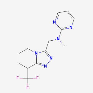 molecular formula C13H15F3N6 B7384835 N-methyl-N-[[8-(trifluoromethyl)-5,6,7,8-tetrahydro-[1,2,4]triazolo[4,3-a]pyridin-3-yl]methyl]pyrimidin-2-amine 