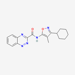 molecular formula C18H19N5O2 B7384980 N-(3-cyclohexyl-4-methyl-1,2-oxazol-5-yl)-1,2,4-benzotriazine-3-carboxamide 