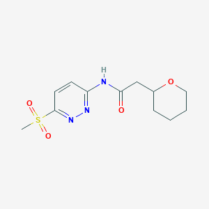 molecular formula C12H17N3O4S B7385002 N-(6-methylsulfonylpyridazin-3-yl)-2-(oxan-2-yl)acetamide 