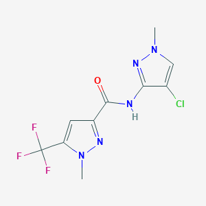 molecular formula C10H9ClF3N5O B7385014 N-(4-chloro-1-methylpyrazol-3-yl)-1-methyl-5-(trifluoromethyl)pyrazole-3-carboxamide 