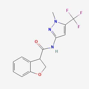 molecular formula C14H12F3N3O2 B7385040 N-[1-methyl-5-(trifluoromethyl)pyrazol-3-yl]-2,3-dihydro-1-benzofuran-3-carboxamide 