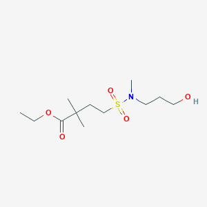 molecular formula C12H25NO5S B7385096 Ethyl 4-[3-hydroxypropyl(methyl)sulfamoyl]-2,2-dimethylbutanoate 