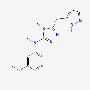molecular formula C17H22N6 B7385257 N,4-dimethyl-N-(3-propan-2-ylphenyl)-5-(1H-pyrazol-5-ylmethyl)-1,2,4-triazol-3-amine 