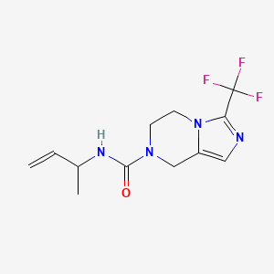molecular formula C12H15F3N4O B7385289 N-but-3-en-2-yl-3-(trifluoromethyl)-6,8-dihydro-5H-imidazo[1,5-a]pyrazine-7-carboxamide 