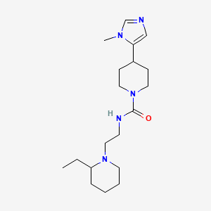molecular formula C19H33N5O B7385326 N-[2-(2-ethylpiperidin-1-yl)ethyl]-4-(3-methylimidazol-4-yl)piperidine-1-carboxamide 