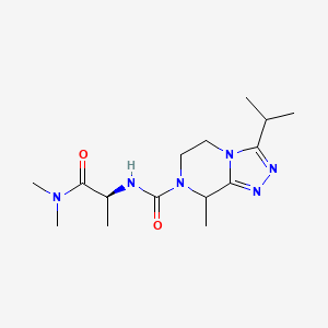 molecular formula C15H26N6O2 B7385388 N-[(2S)-1-(dimethylamino)-1-oxopropan-2-yl]-8-methyl-3-propan-2-yl-6,8-dihydro-5H-[1,2,4]triazolo[4,3-a]pyrazine-7-carboxamide 