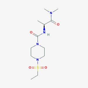 molecular formula C12H24N4O4S B7385394 N-[(2S)-1-(dimethylamino)-1-oxopropan-2-yl]-4-ethylsulfonylpiperazine-1-carboxamide 