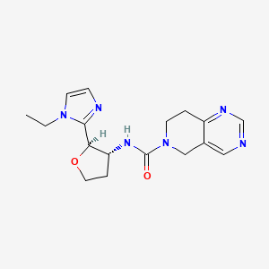 molecular formula C17H22N6O2 B7385551 N-[(2R,3R)-2-(1-ethylimidazol-2-yl)oxolan-3-yl]-7,8-dihydro-5H-pyrido[4,3-d]pyrimidine-6-carboxamide 