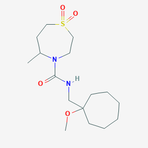 molecular formula C16H30N2O4S B7385597 N-[(1-methoxycycloheptyl)methyl]-5-methyl-1,1-dioxo-1,4-thiazepane-4-carboxamide 