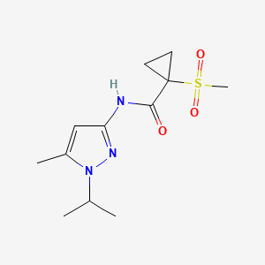 molecular formula C12H19N3O3S B7385670 N-(5-methyl-1-propan-2-ylpyrazol-3-yl)-1-methylsulfonylcyclopropane-1-carboxamide 
