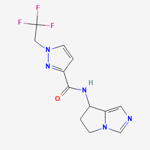 molecular formula C12H12F3N5O B7385687 N-(6,7-dihydro-5H-pyrrolo[1,2-c]imidazol-7-yl)-1-(2,2,2-trifluoroethyl)pyrazole-3-carboxamide 