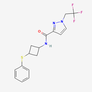 molecular formula C16H16F3N3OS B7385710 N-(3-phenylsulfanylcyclobutyl)-1-(2,2,2-trifluoroethyl)pyrazole-3-carboxamide 