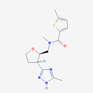 molecular formula C15H20N4O2S B7385739 N,5-dimethyl-N-[[(2R,3R)-3-(5-methyl-1H-1,2,4-triazol-3-yl)oxolan-2-yl]methyl]thiophene-2-carboxamide 