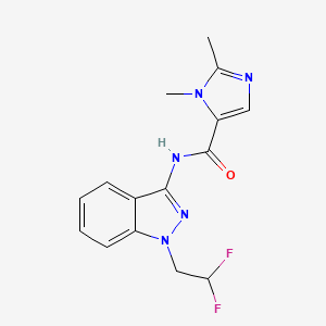 molecular formula C15H15F2N5O B7385743 N-[1-(2,2-difluoroethyl)indazol-3-yl]-2,3-dimethylimidazole-4-carboxamide 
