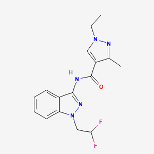 molecular formula C16H17F2N5O B7385751 N-[1-(2,2-difluoroethyl)indazol-3-yl]-1-ethyl-3-methylpyrazole-4-carboxamide 
